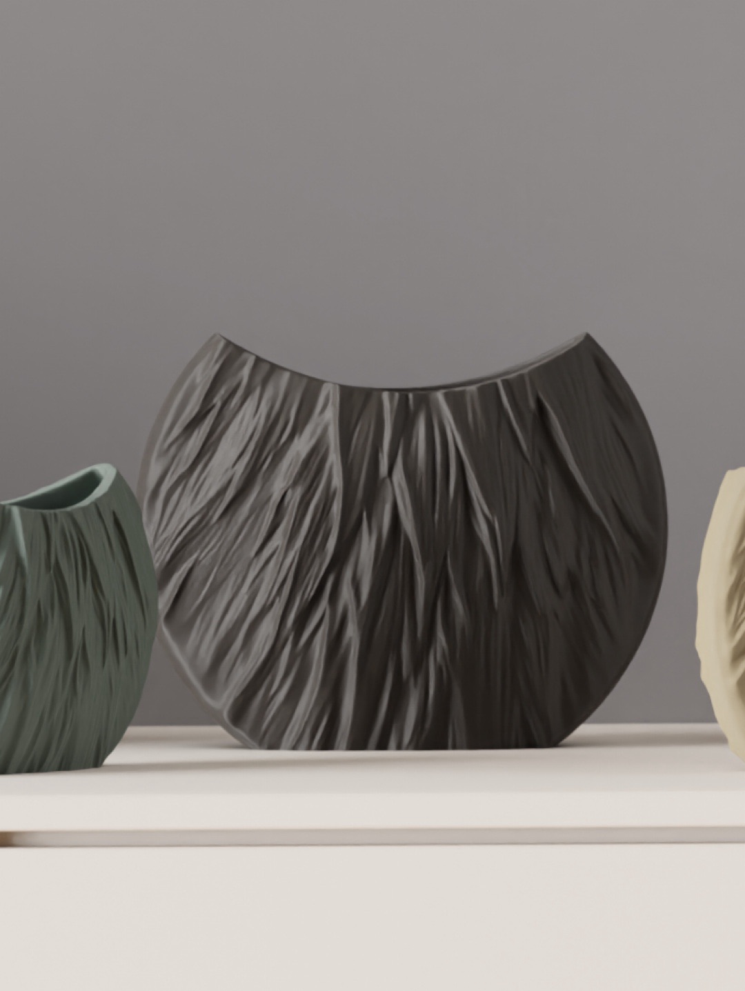 oval-desenli-vazo-3d-siyah