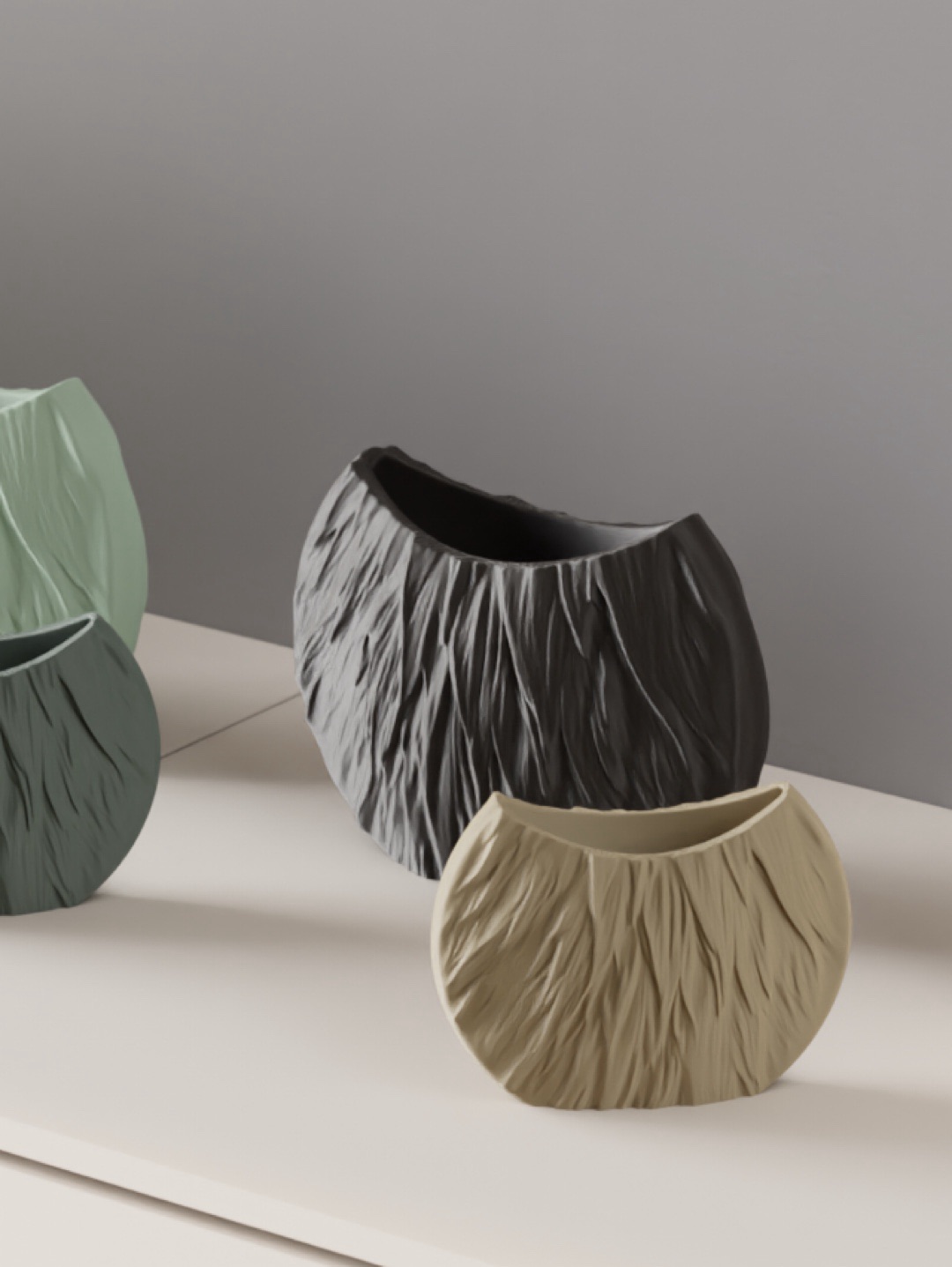 oval-desenli-vazo-3d-siyah