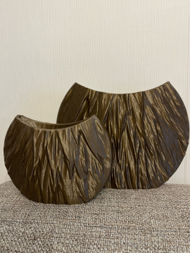 Oval Desenli Vazo 3d Bronz Rengi