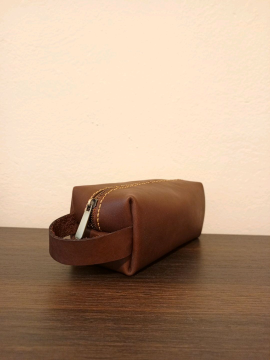 Deri Dopp Kit Çanta Kahverengi