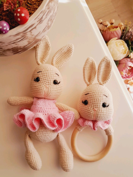 Amigurumi Tavşan Oyuncak Ve Çıngırak Set