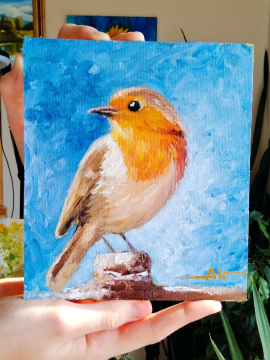 Kuş Yağlı Boya Tablo  15x18cm