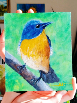 Kuş Yağlı Boya Tablo 15x18cm 