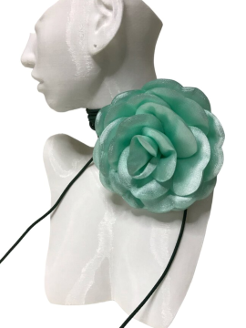 Çiçekli Choker Turkuaz