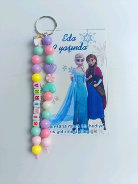 Elsa Konsept İsim Anahtarlık Doğum Günü Hediyesi 10 Adet Mavi