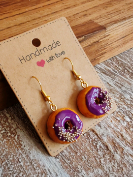 Donut Küpe Violet Candy Koyu Menekşe