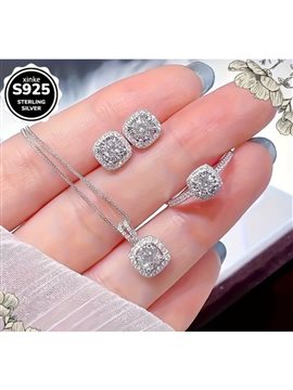 Baget Taşlı Gümüş Tasarım Set Gümüş
