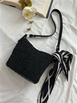 Fularlı Mini Çanta Siyah