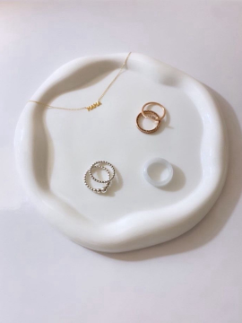 Moon Obje Oval Bulut Takı Ve Sunum Tabağı Beyaz